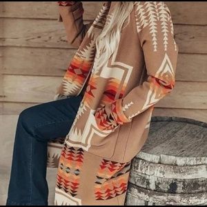 Aztec Cowichan Trench Coat Harding Pattern NWT